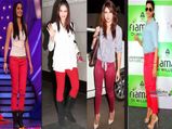 5 स्‍टाइलिश तरीके रेड जींस पहनने के