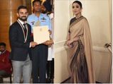 खेल रत्‍न अवॉर्ड 2018, ए‍थनिक लुक में छाई अनुष्‍का शर्मा, देखिए विराट का भी लुक 