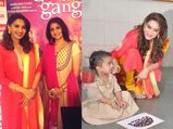 Madhuri Dixit In Red Suit With School Kids