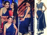 Madhuri Dixit Dazzles In Blue Saree