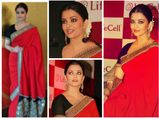 Aishwarya Rai In Red Hot Sabyasachi Saree