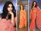 Deepika In Coral Manish Malhotra Saree