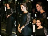 Pregnant Kate Middleton In Black Lace Gown