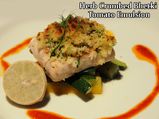 Herb Crumb Bhetki With Tomato Emulsion Sauce Recipe