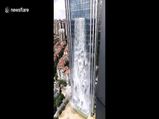 Video Of The World's Highest Man-made Waterfall On A Chinese Skyscraper