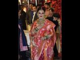 Rekha Looks Radiant As She Makes A Colourful Entry At Isha Ambani's Wedding 