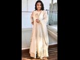 Vidya Balan Oozes Elegance In A Minimally Patterned Ivory Outfit 