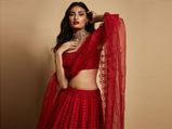 Athiya Shetty Stuns In Anita Dongre's Red Kalki Lehenga At A Wedding Reception