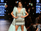 LMIFWSS20: Shibani Dandekar Gleams In A Glittering Nude Make-up And A Retro Ponytail