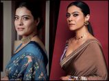 Kajol Gives Sari Goals With A Chocolate Brown And Blue Printed Sari