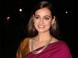 Dia Mirza Looks Radiant In Her Pink And Golden Colour-Blocked Silk Sari