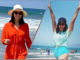Sunny Leone In Blue Shirt-Short And Orange Jumpsuit, Which Beach Outfit Of Hers Did You Like More?