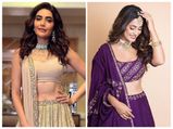 Hina Khan In Deep Purple And Karishma Tanna In Blush Pink, Whose Lehenga Makes For An Ideal Wedding Number?