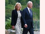 U.S First Lady Jill Biden Wears A Lovely Polka-Dots Dress But It Is The Message On Her Jacket That Is Trending