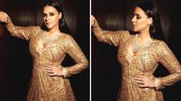 Neha Dhupia’s Shiny Golden Gown Serves Perfect Inspiration Festive Fashion, Pics!