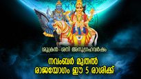 ശുക്രനും ശനിയും കനിയും; നവംബര്‍ മുതല്‍ രാജയോഗം ഈ 5 രാശിക്ക്, കണ്ണുതള്ളുന്ന കാര്യം സംഭവിക്കും