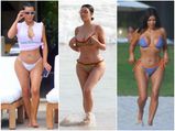 Kim Flaunts Curvy Booty In Sleek Bikinis In Mexico