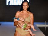 Swim Suit Model Walked In Runway Show While Breastfeeding Her Baby