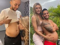 ഭര്‍ത്താവിന്റെ നിറവയറില്‍ ചുംബിച്ച് ഭാര്യ