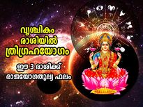 ശുക്രനും ബുധനും സൂര്യനും വൃശ്ചികം രാശിയില്‍; ത്രിഗ്രഹ യോഗം നല്‍കും  ഈ 3 രാശിക്ക് ഭാഗ്യനേട്ടങ്ങള്‍