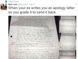 A Guy Brutally Graded His Ex's Apology Letter