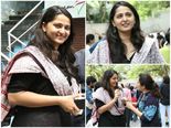 பாகுபலி படத்தின் வெற்றிக் கொண்டாட்டத்திற்கு மிகவும் குண்டாகி 'ஆன்ட்டி' போன்று வந்த அனுஷ்கா!