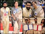 தேசிய விருதைப் பெற பட்டு வேஷ்டி சட்டை அணிந்து காதல் மனைவி ஜோதிகாவுடன் க்யூட்டாக வந்த சூர்யா!