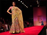 Golden And Pink Lehenga Saree