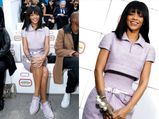 Rihanna In Purple Dress: Paris Fashion Week