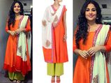 Vidya Balan's Bright Neon Look For Bobby Jasoos Promotions