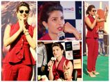 Priyanka Chopra Rocks In Red Selvage Suit