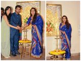 Rani Mukerji Goes Traditional In Cobalt Silk Saree