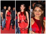 Kajal Aggarwal Sparkles In A Red Amit Aggarwal Gown