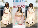 Juhi Chawla In Peach Saree Or Anarkali?