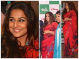 Vidya Balan Looks Red Hot In Satya Paul Saree