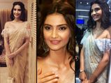 Sonam Kapoor In A Nude Shehlaa Saree