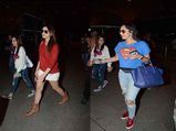 Airport Look: Sania In Superman Tee & Parineeti in Tan Boots