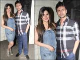 Zareen Khan In A Hot Denim Dress, Paired With Silver Sneakers