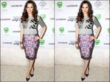 Evelyn Sharma At Christmas Garage Sale, In A Printed Purple Skirt