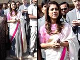 Copy Kajol's White & Grey Omber Saree Look Now!