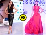 Celebrity Wardrobe Brawl: Jacqueline's Red Gown Vs Black Leather Skirt