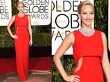 Ravishing Jennifer Lawrence In Vibrant Red Dior Gown, Golden Globe Awards 2016