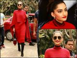 Sonam Kapoor Shocks Everyone At Neerja Promotions In Her New Red Outfit