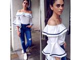 Look Of The Day: Aditi Rao Shows Us How To Rock The Off-Shoulder Look At Her Movie Promotions