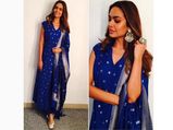 Look Of The Day: Esha Gupta's Bright Blue Suit Is What Every Girl Needs For This Festive Season