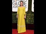 Pregnant Natalie Portman Steals The Limelight In 60s Yellow Dress @Golden Globes 2017