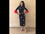 Shruti Haasan Goes All Black In A Shahin Mannan Black Midi Dress