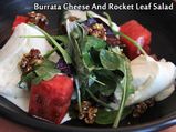 Burrata Cheese And Rocket Leaf Salad, Crispy Curry Leaf Dressing