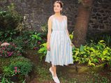 Dia Mirza's Off-Duty Blue And White Dress Is Ideal For A Laid-Back Vacation
