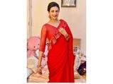 Divyanka Tripathi's Red-hued Sari Is Spruced Up By This Quirky Addition